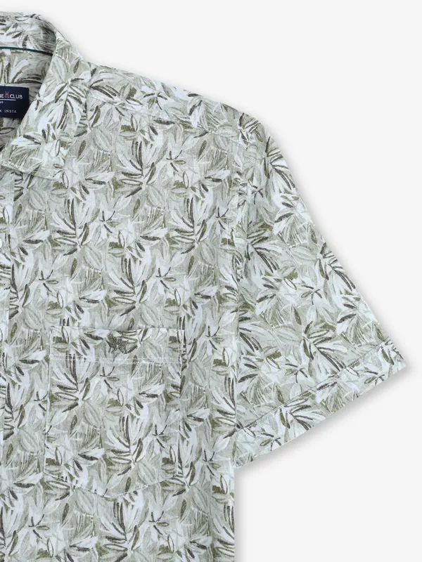 CRIMSOUNE CLUB printed olive cotton shirt