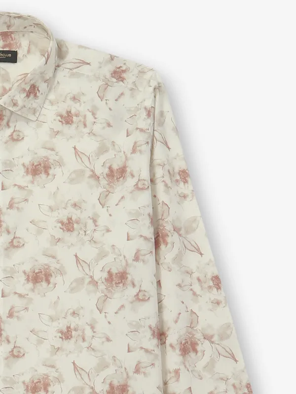 CRIMSOUNE CLUB printed peach cotton shirt for casual shirt