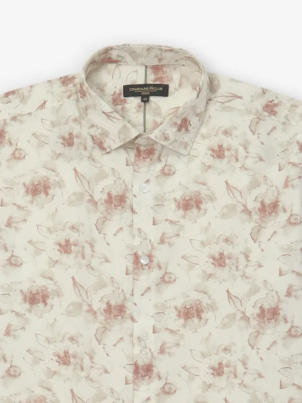 CRIMSOUNE CLUB printed peach cotton shirt for casual shirt