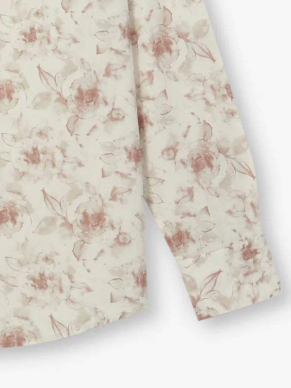 CRIMSOUNE CLUB printed peach cotton shirt for casual shirt