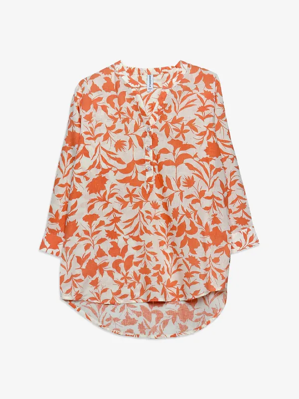Crimsoune Club printed peach tunic top