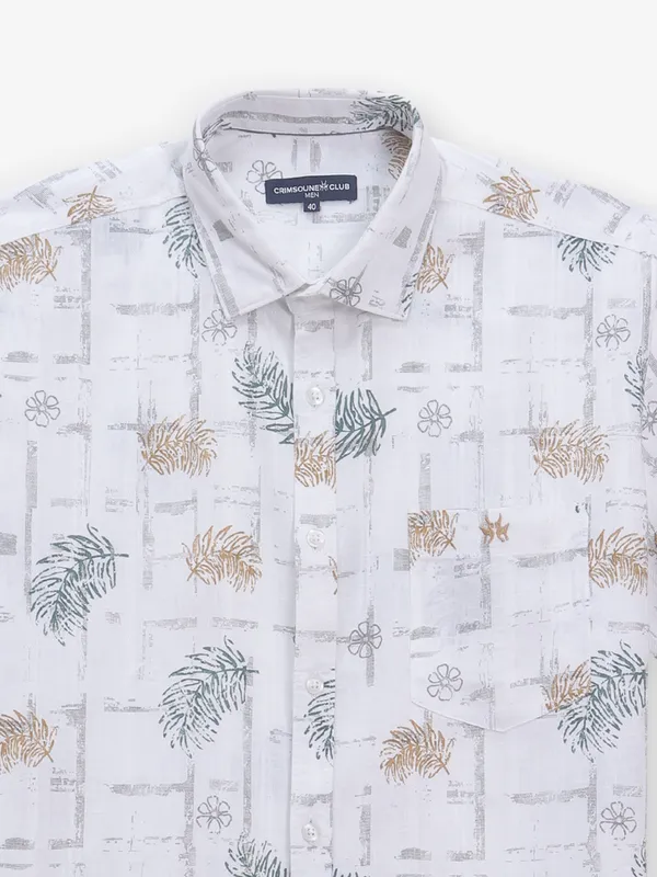 CRIMSOUNE CLUB printed white cotton shirt