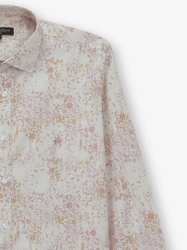 CRIMSOUNE CLUB printed white cotton shirt for mens