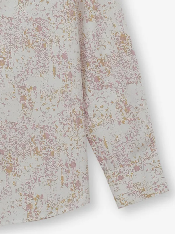 CRIMSOUNE CLUB printed white cotton shirt for mens