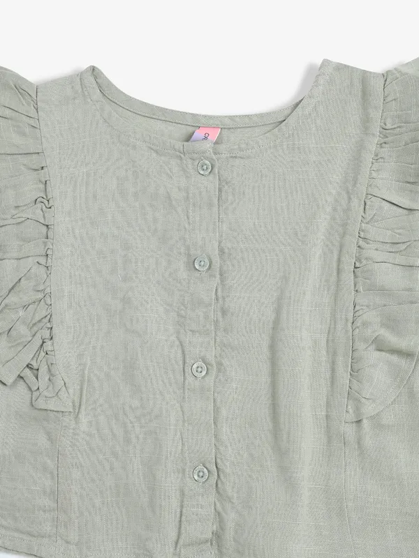 CRIMSOUNE CLUB sage green plain top