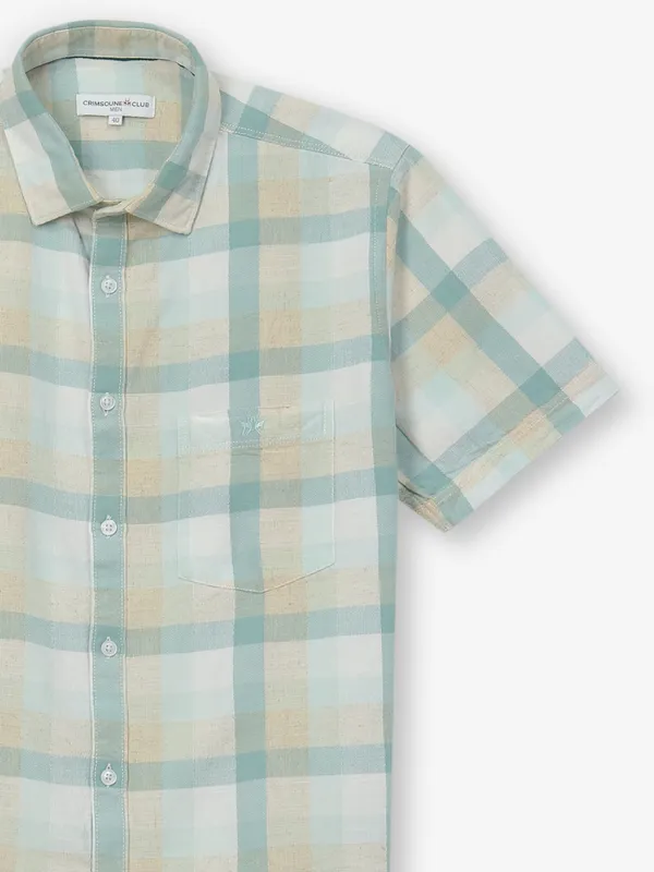 CRIMSOUNE CLUB sea blue cotton casual shirt