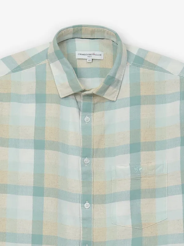 CRIMSOUNE CLUB sea blue cotton casual shirt