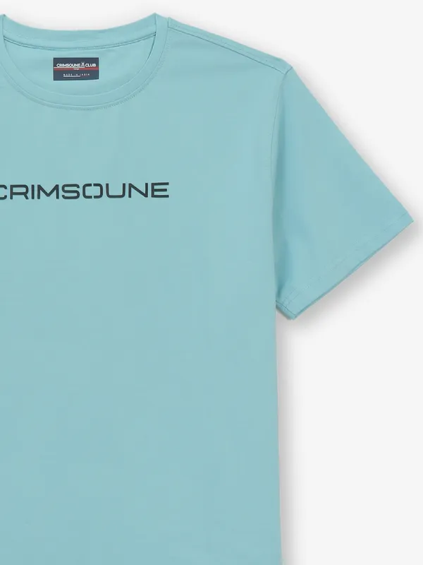 CRIMSOUNE CLUB sky blue brand name cotton t-shirt