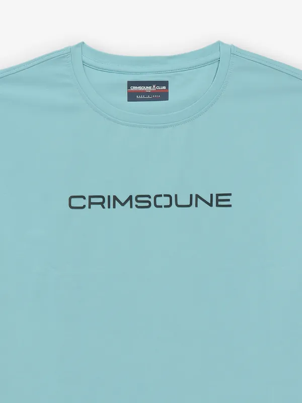 CRIMSOUNE CLUB sky blue brand name cotton t-shirt