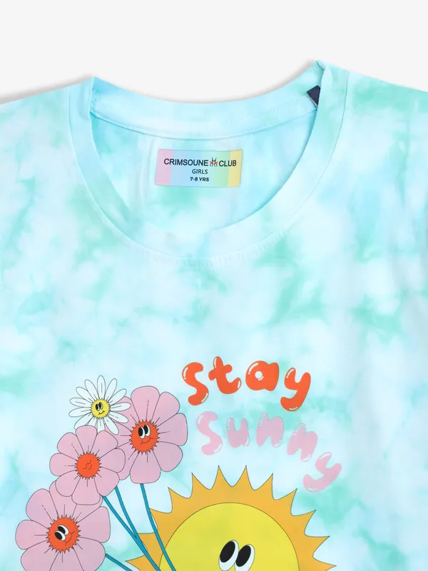 CRIMSOUNE CLUB sky blue printed t-shirt