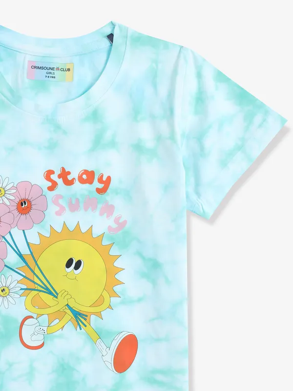CRIMSOUNE CLUB sky blue printed t-shirt
