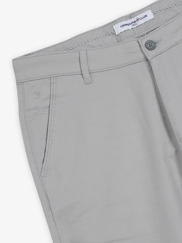 CRIMSOUNE CLUB solid urban fit grey cotton trouser for men