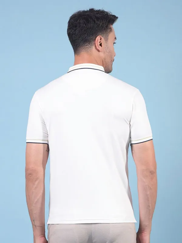 CRIMSOUNE CLUB solid white polo t-shirt
