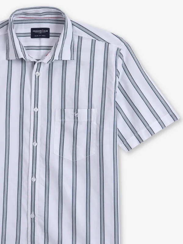 CRIMSOUNE CLUB stripe white casual shirt