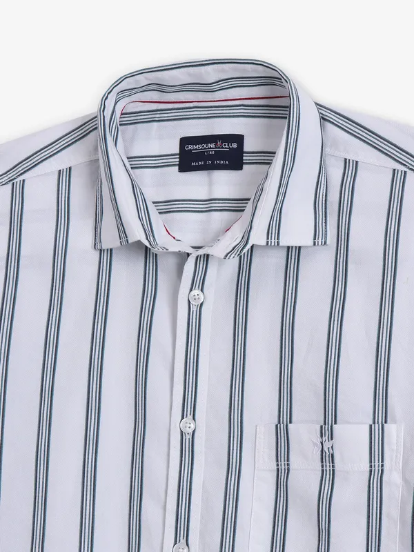 CRIMSOUNE CLUB stripe white casual shirt