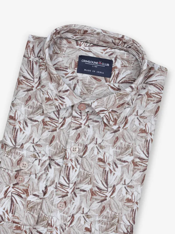 CRIMSOUNE CLUB white and brown cotton shirt