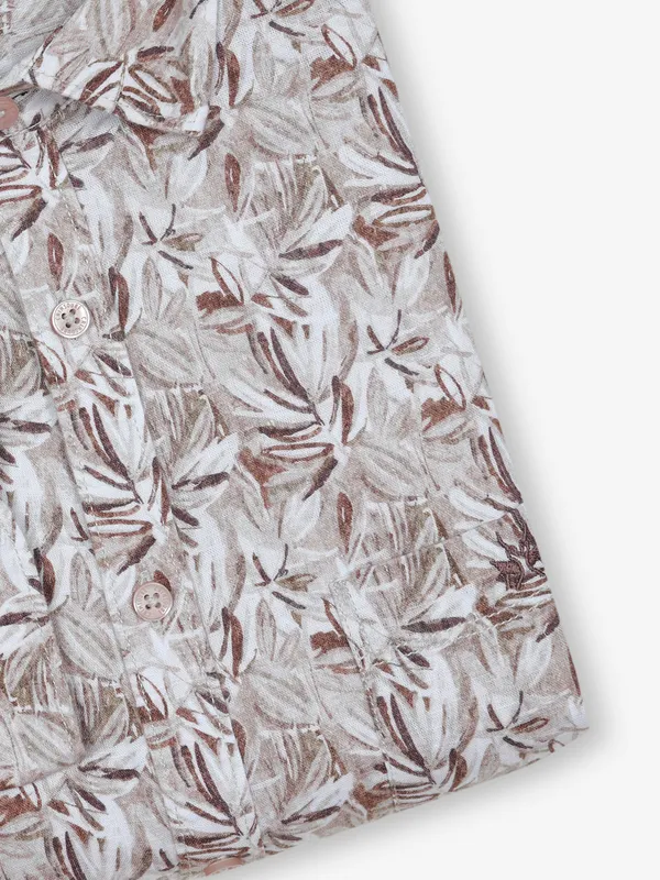 CRIMSOUNE CLUB white and brown cotton shirt