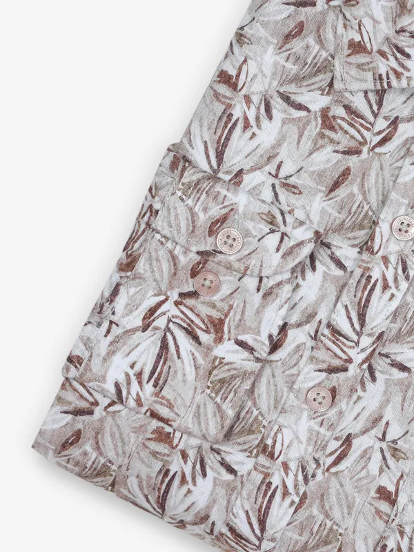CRIMSOUNE CLUB white and brown cotton shirt