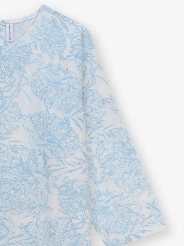 CRIMSOUNE CLUB white cotton casual printed top
