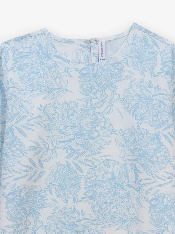 CRIMSOUNE CLUB white cotton casual printed top
