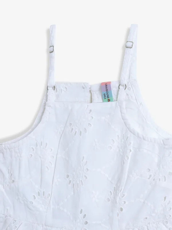 CRIMSOUNE CLUB white cotton embroidery frock