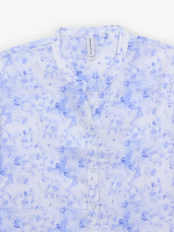 CRIMSOUNE CLUB white cotton printed tunic top