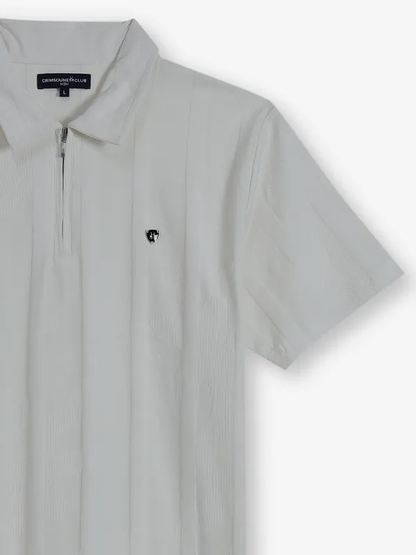 CRIMSOUNE CLUB white cotton stripe t-shirt