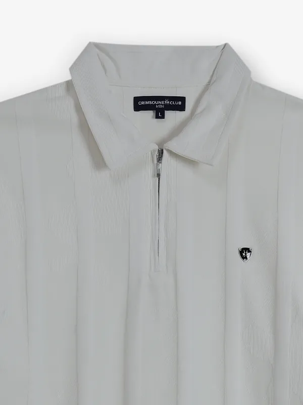 CRIMSOUNE CLUB white cotton stripe t-shirt
