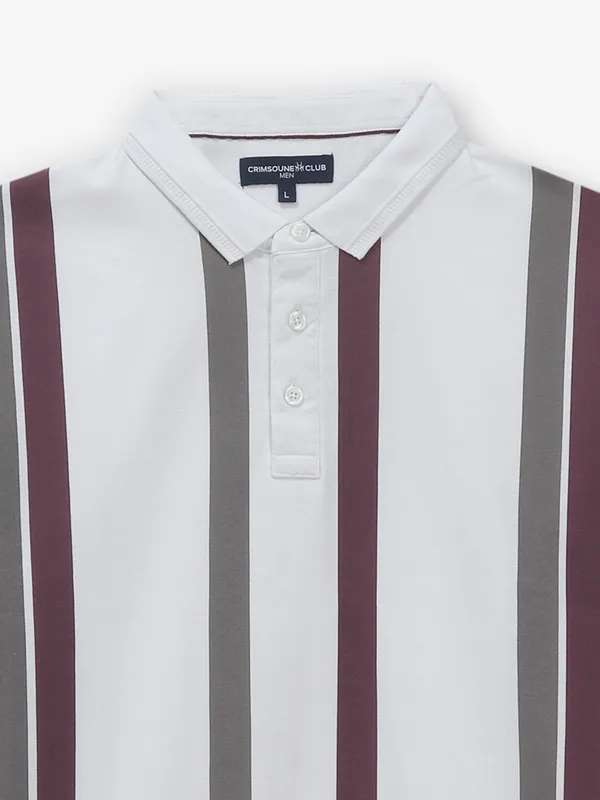 CRIMSOUNE CLUB white cotton t-shirt with stripe