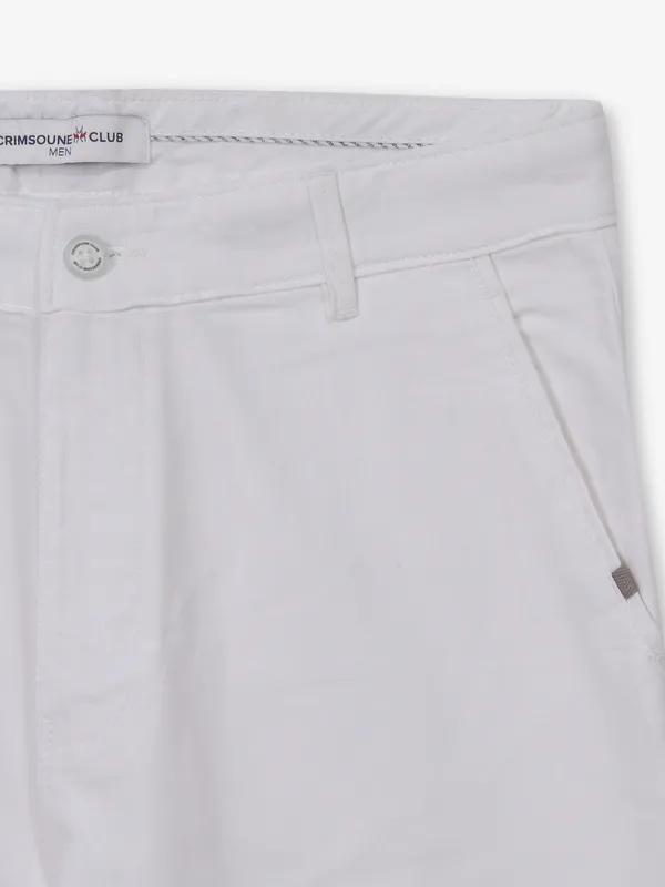 CRIMSOUNE CLUB white cotton urban fit for men trousers