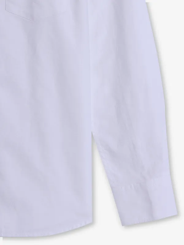 CRIMSOUNE CLUB white plain cotton shirt