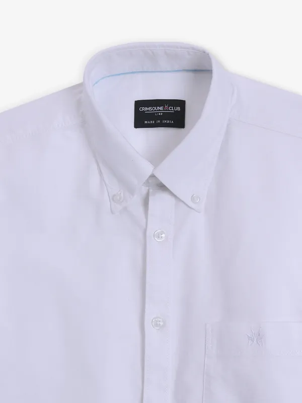 CRIMSOUNE CLUB white plain cotton shirt