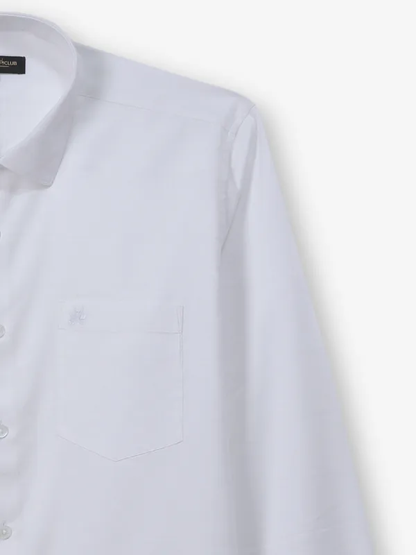CRIMSOUNE CLUB white plain cotton shirt for mens