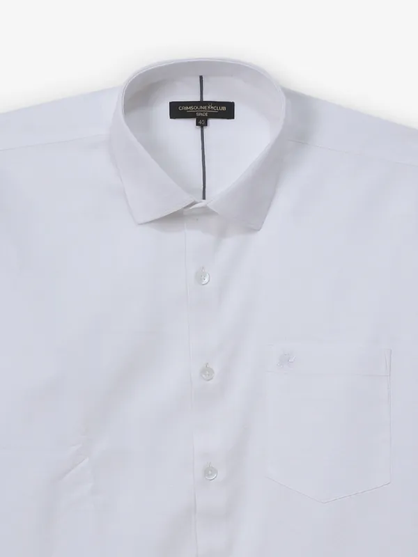 CRIMSOUNE CLUB white plain cotton shirt for mens
