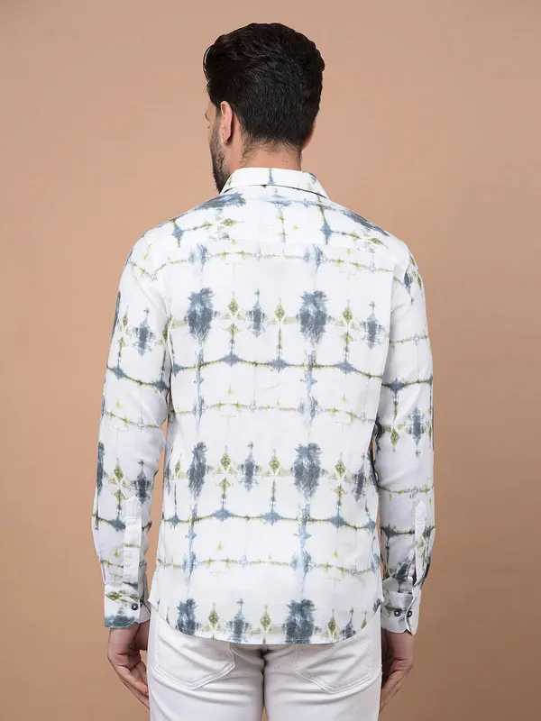 CRIMSOUNE CLUB white printed cooton shirt