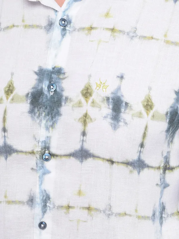 CRIMSOUNE CLUB white printed cooton shirt