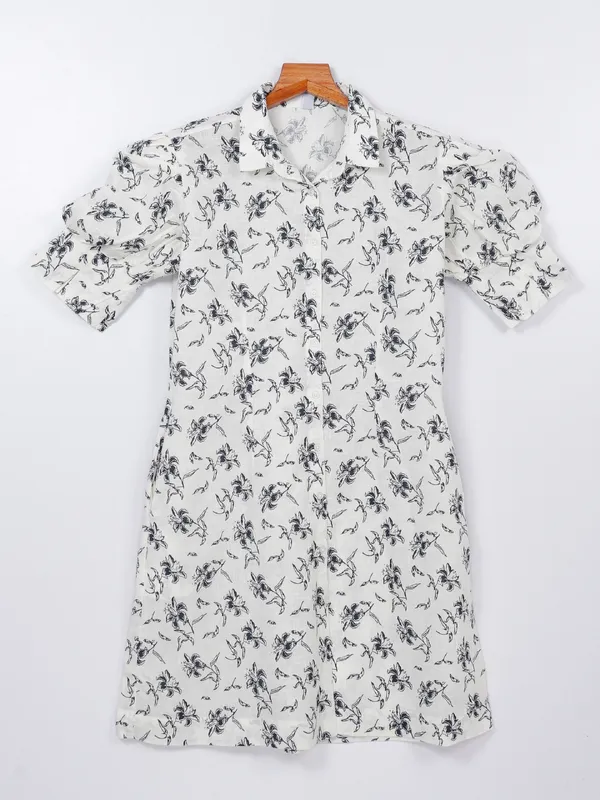 Crimsoune Club white printed cotton dress