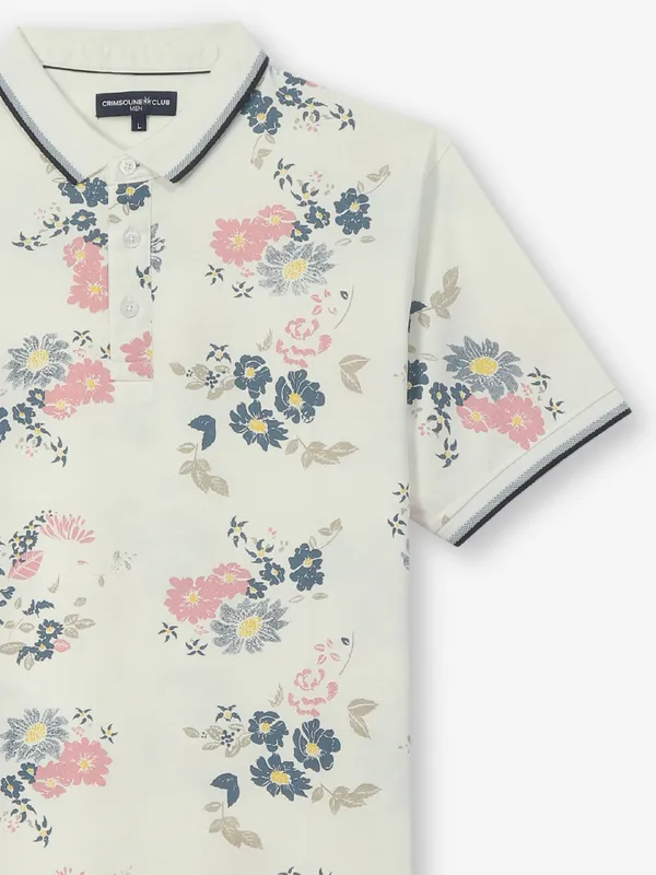 CRIMSOUNE CLUB white printed cotton t-shirt