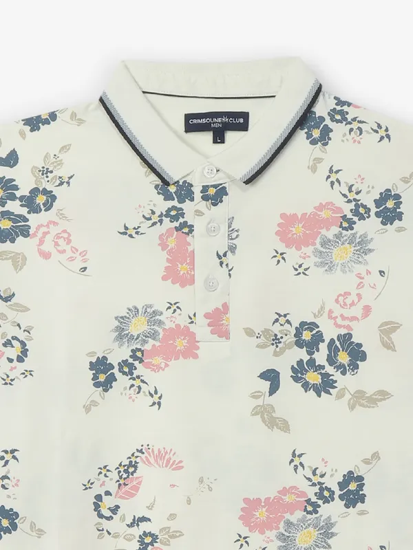 CRIMSOUNE CLUB white printed cotton t-shirt
