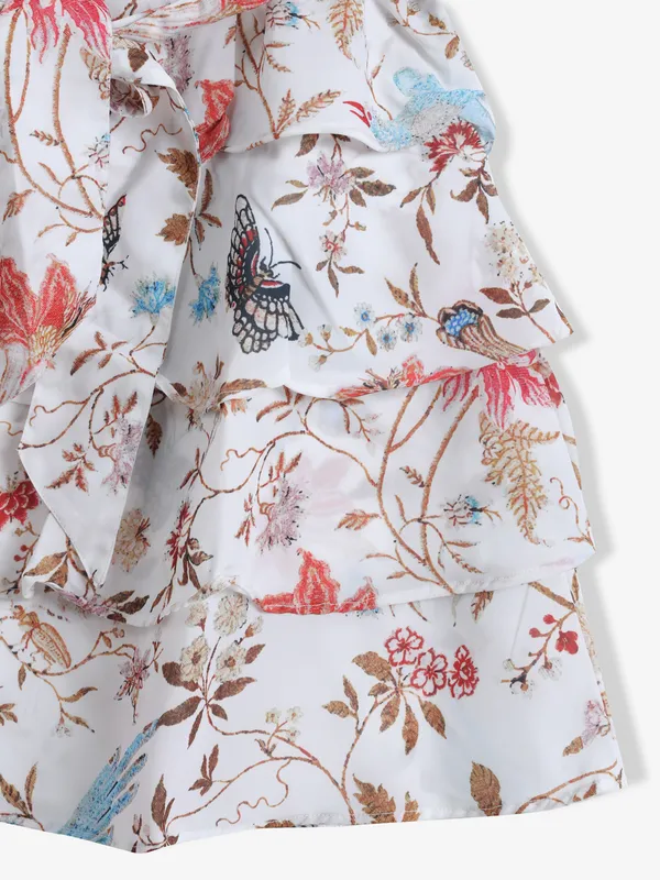CRIMSOUNE CLUB white printed frock