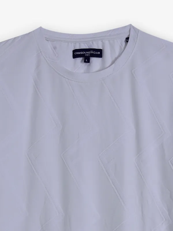 CRIMSOUNE CLUB White zig zag stripe cotton tshirt