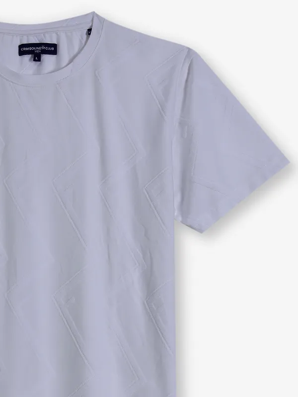 CRIMSOUNE CLUB White zig zag stripe cotton tshirt