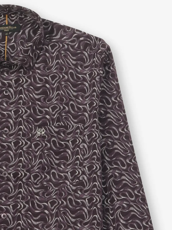 CRIMSOUNE CLUB wine cotton printed shirt