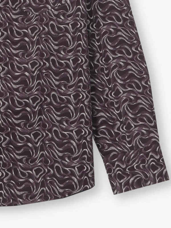 CRIMSOUNE CLUB wine cotton printed shirt