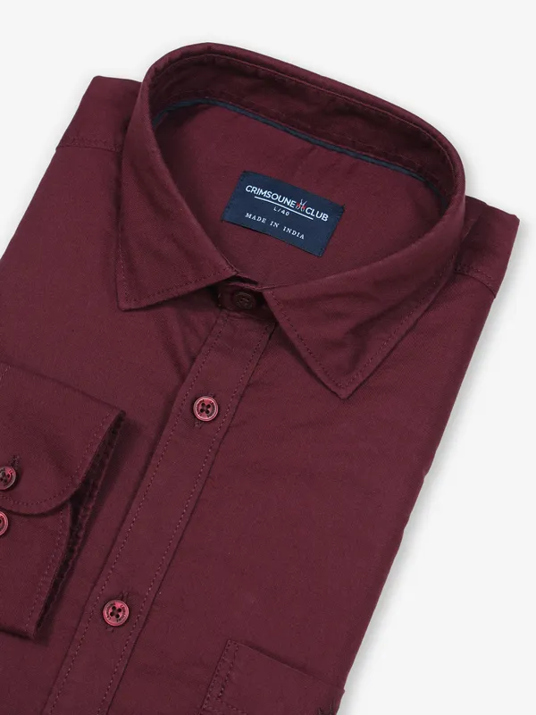 CRIMSOUNE CLUB wine plain cotton shirt