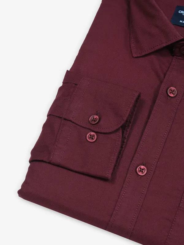 CRIMSOUNE CLUB wine plain cotton shirt