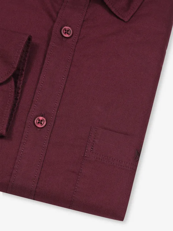 CRIMSOUNE CLUB wine plain cotton shirt