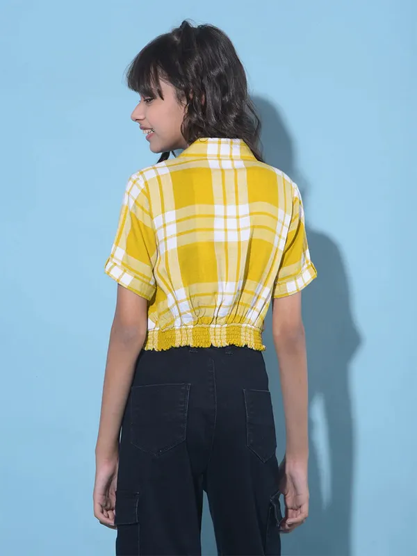 CRIMSOUNE CLUB yellow checks crop top