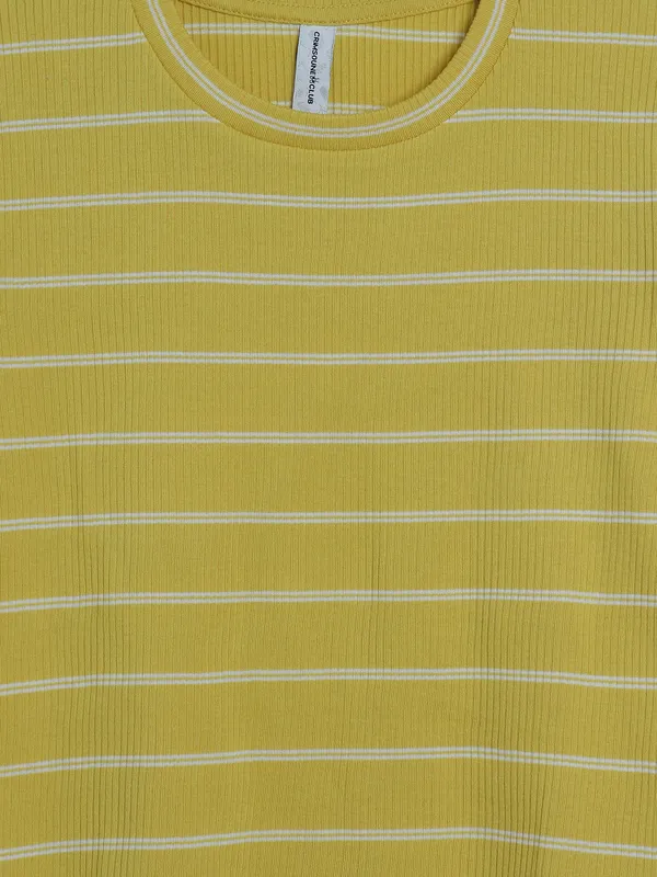 CRIMSOUNE CLUB yellow cotton stripe t-shirt