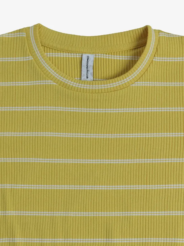 CRIMSOUNE CLUB yellow cotton stripe t-shirt